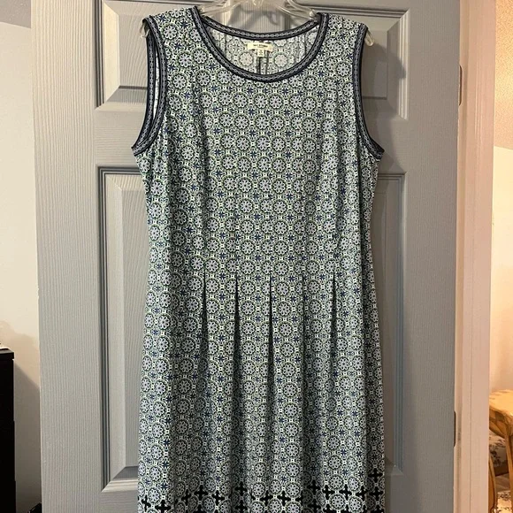 Max Studio Blue and Green Pleated Midi Sundress - Picture 1 of 3